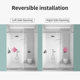 Frameless Single Sliding Soft Close Shower Doors, 3 / 8" Tempered Glass Reversible Installatio