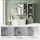Bathroom Wall Storage Cabinet With Mirror And Adjustable Shelf, 6 Open Shelves