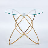 Metal Leg Dining Table With Tempered Glass Top