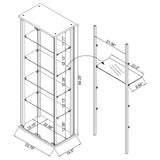 Delphinium 4-Shelf Glass Curio Display Cabinet, White