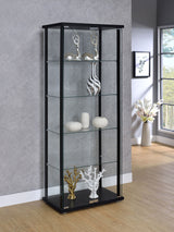 Delphinium 4-Shelf Glass Curio Display Cabinet in Black
