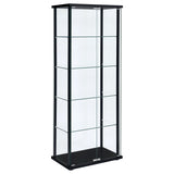 Delphinium 4-Shelf Glass Curio Display Cabinet in Black