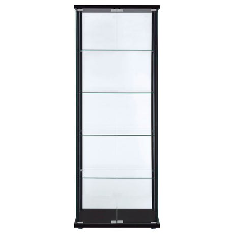 Delphinium 4-Shelf Glass Curio Display Cabinet in Black
