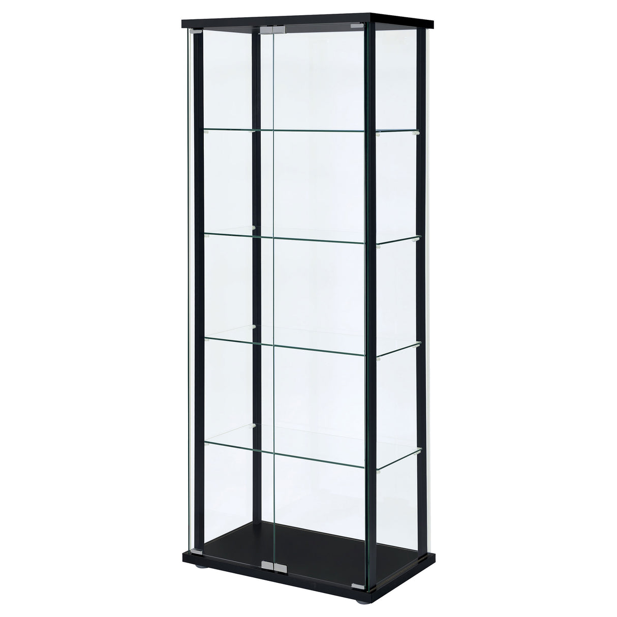 Delphinium 4-Shelf Glass Curio Display Cabinet in Black