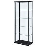 Delphinium 4-Shelf Glass Curio Display Cabinet in Black