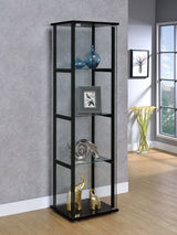 Cyclamen Black 4-Shelf Glass Curio Display Cabinet