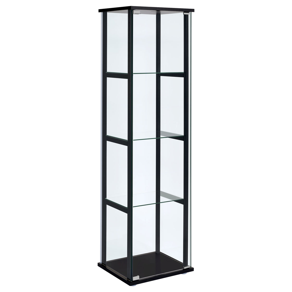 Cyclamen Black 4-Shelf Glass Curio Display Cabinet