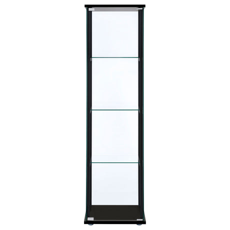 Cyclamen Black 4-Shelf Glass Curio Display Cabinet