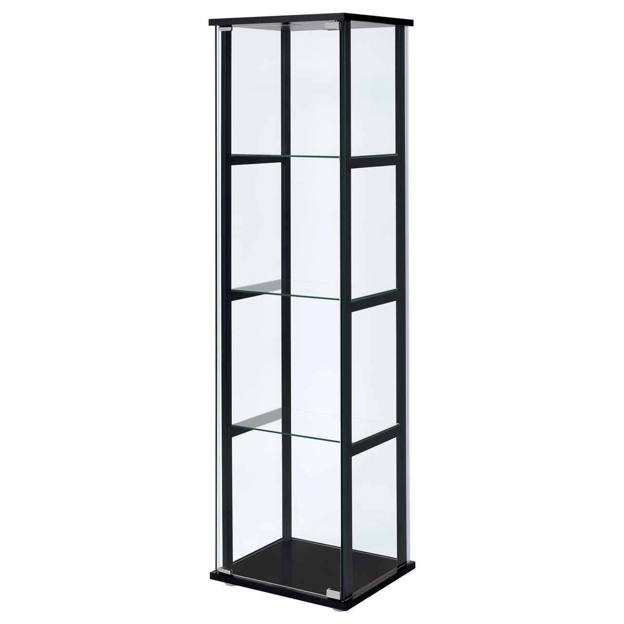 Cyclamen Black 4-Shelf Glass Curio Display Cabinet