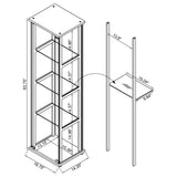 Cyclamen Black 4-Shelf Glass Curio Display Cabinet