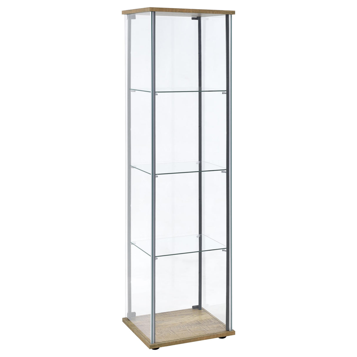 Bellatrix 3-Shelf Glass Curio Cabinet in Mango