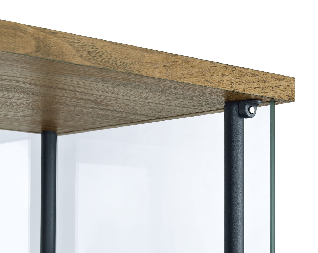 Bellatrix 3-Shelf Glass Curio Cabinet in Mango