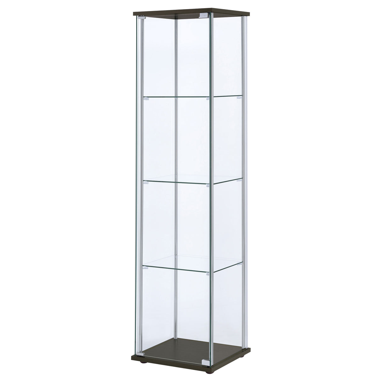 Bellatrix 3-Shelf Glass Curio Cabinet in Cappuccino