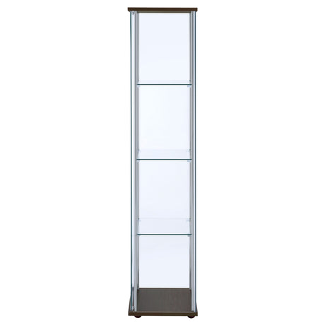 Bellatrix 3-Shelf Glass Curio Cabinet in Cappuccino