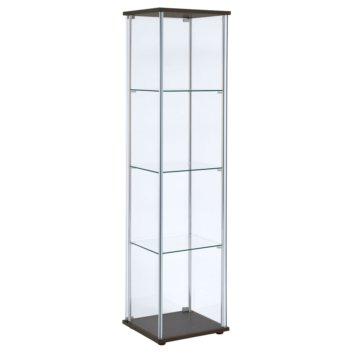 Bellatrix 3-Shelf Glass Curio Cabinet in Cappuccino