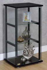 Cyclamen 3-Shelf Glass Curio Display Cabinet in Black