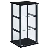 Cyclamen 3-Shelf Glass Curio Display Cabinet in Black