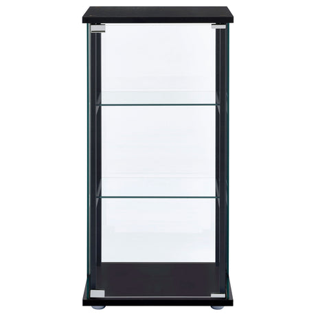 Cyclamen 3-Shelf Glass Curio Display Cabinet in Black
