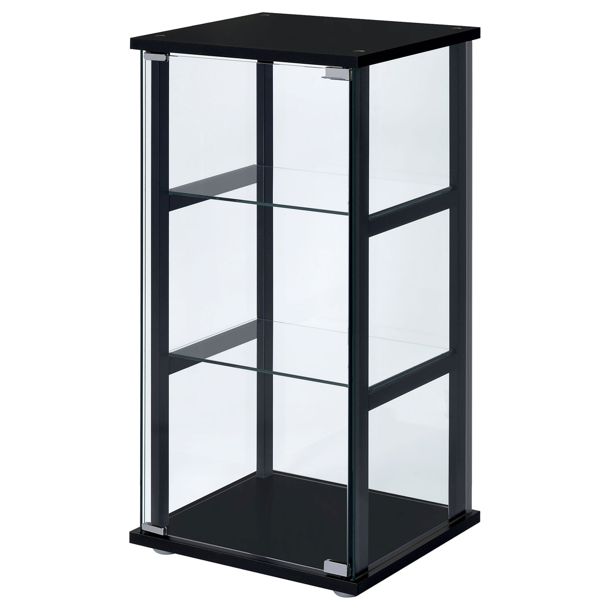 Cyclamen 3-Shelf Glass Curio Display Cabinet in Black