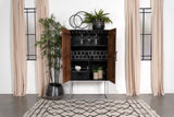 Borman 2-Door Bar Cabinet with Wine Storage, Walnut and Black