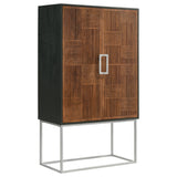 Borman 2-Door Bar Cabinet with Wine Storage, Walnut and Black