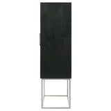 Borman 2-Door Bar Cabinet with Wine Storage, Walnut and Black
