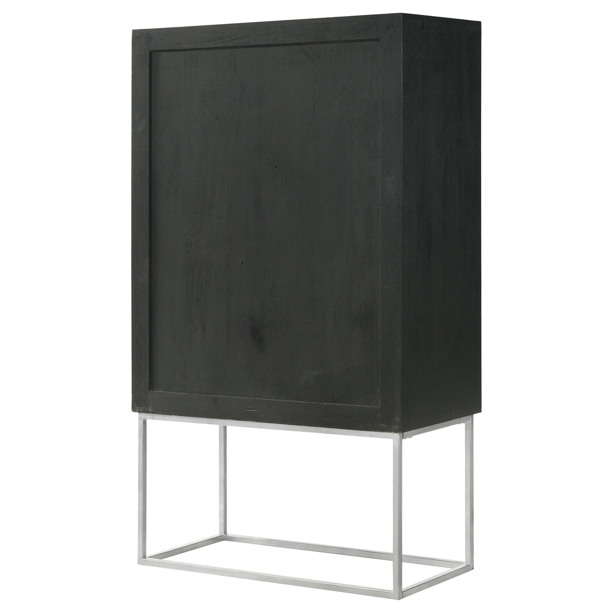 Borman 2-Door Bar Cabinet with Wine Storage, Walnut and Black