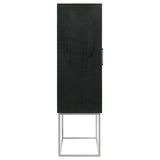 Borman 2-Door Bar Cabinet with Wine Storage, Walnut and Black