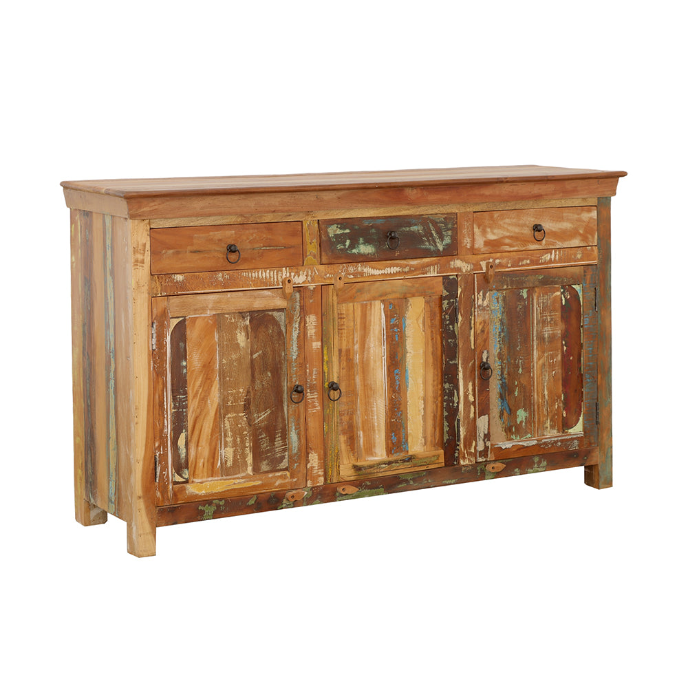 Harper 3-Door Reclaimed Acacia & Teak Wood Accent Cabinet