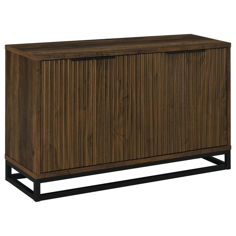 Ryatt 4-Door Accent Cabinet Dark Pine Fluted Wood