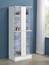 Cabra 4-Door LED Curio Display Cabinet, White High Gloss