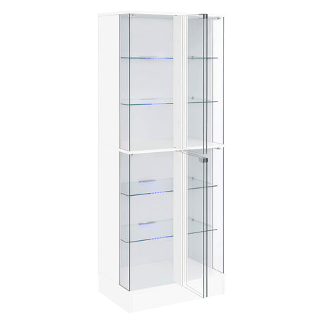 Cabra 4-Door LED Curio Display Cabinet, White High Gloss
