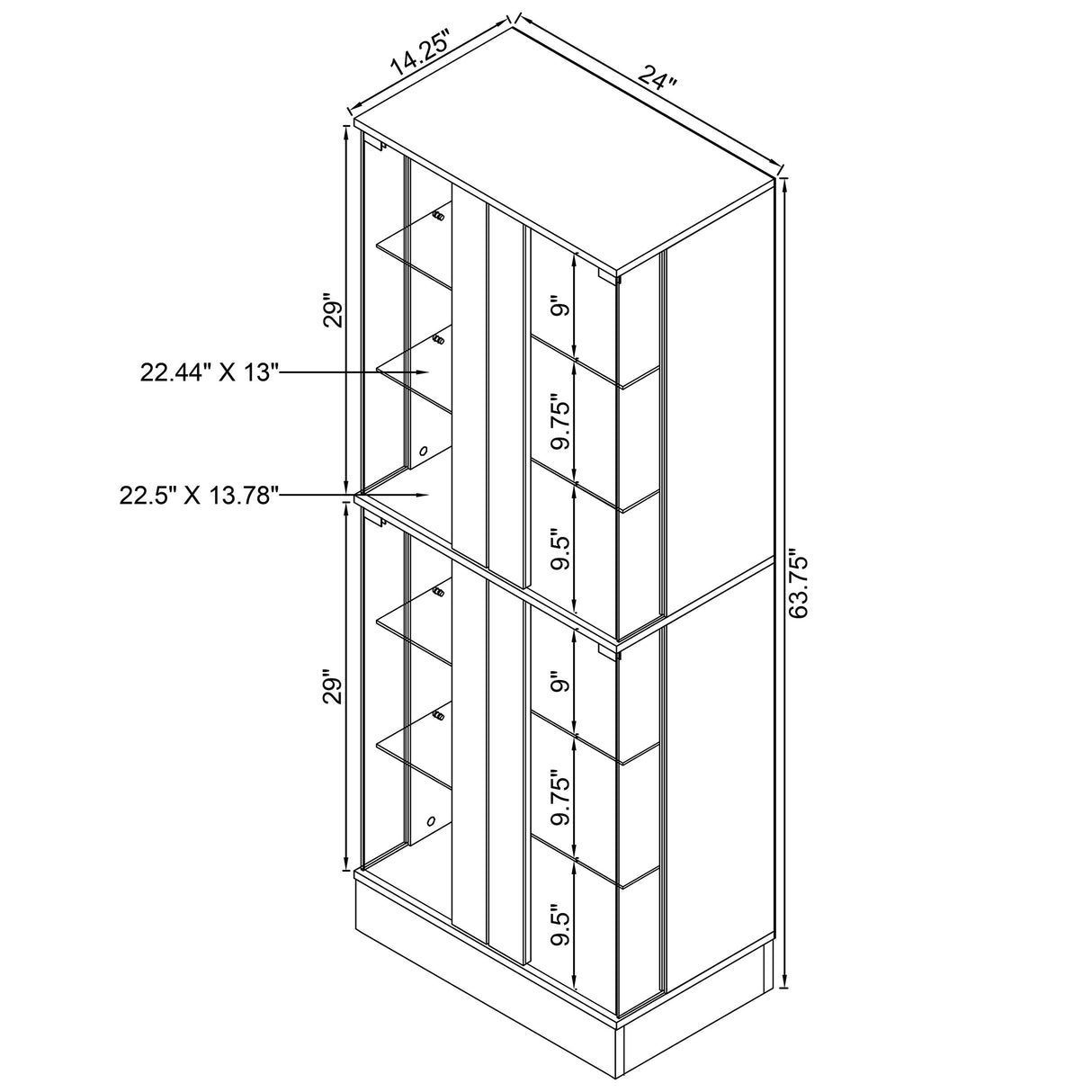 Cabra 4-Door LED Curio Display Cabinet, White High Gloss