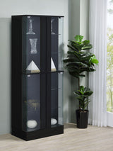 Cabra 4-Door LED Curio Display Cabinet, Black High Gloss