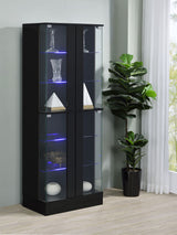 Cabra 4-Door LED Curio Display Cabinet, Black High Gloss