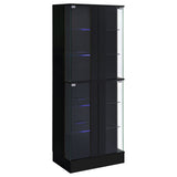 Cabra 4-Door LED Curio Display Cabinet, Black High Gloss