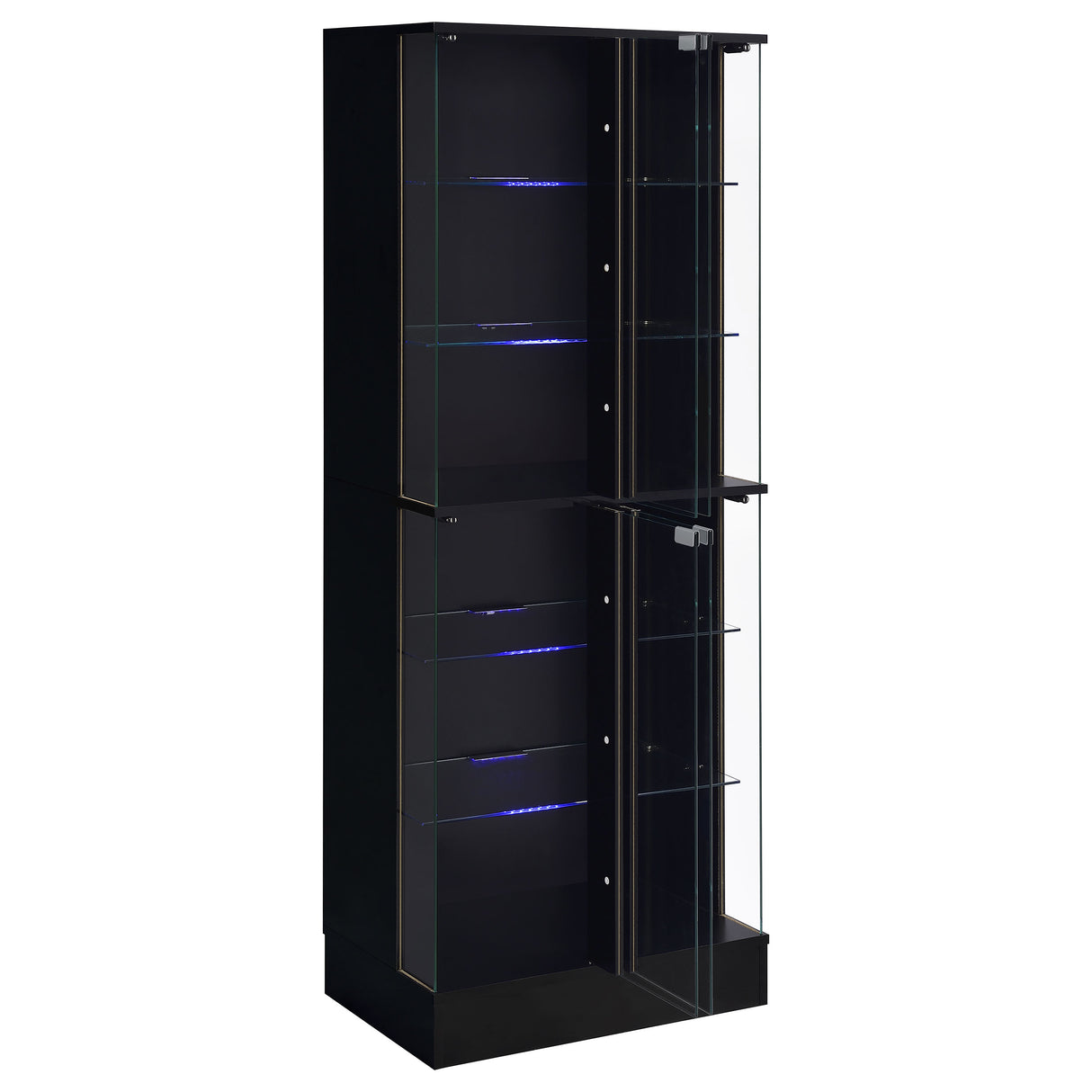 Cabra 4-Door LED Curio Display Cabinet, Black High Gloss