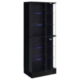 Cabra 4-Door LED Curio Display Cabinet, Black High Gloss