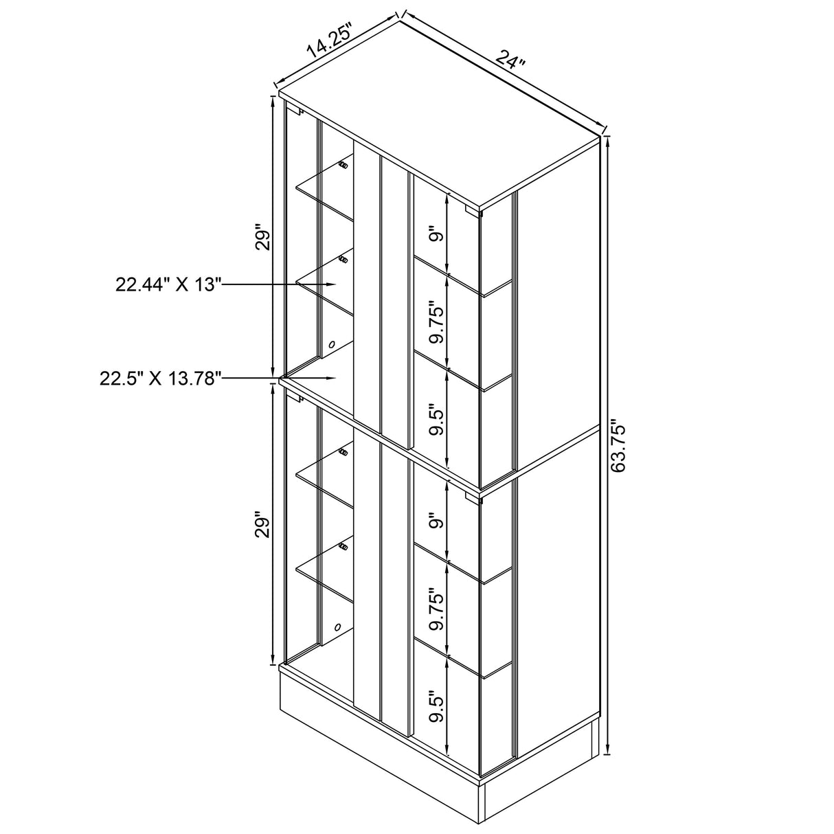 Cabra 4-Door LED Curio Display Cabinet, Black High Gloss