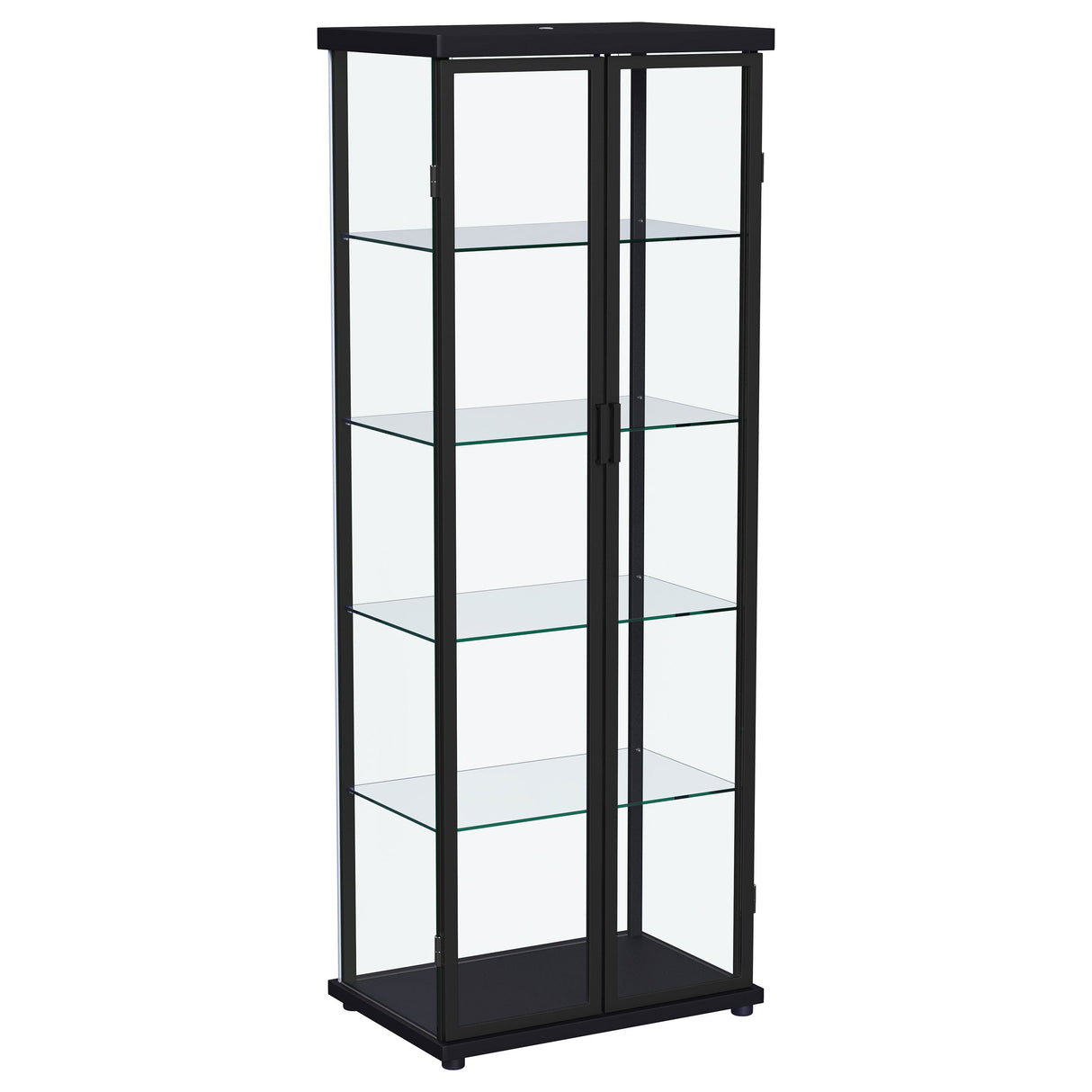 Aero Black 4-Shelf Curio Cabinet with LED Lighting