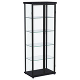 Aero Black 4-Shelf Curio Cabinet with LED Lighting