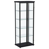 Aero Black 4-Shelf Curio Cabinet with LED Lighting
