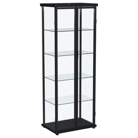 Aero Black 4-Shelf Curio Cabinet with LED Lighting