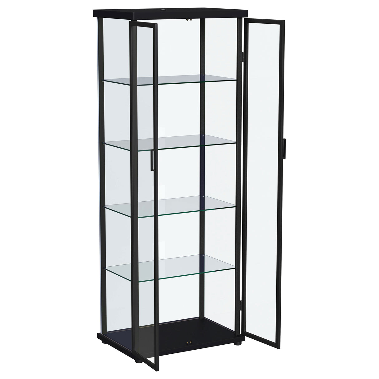 Aero Black 4-Shelf Curio Cabinet with LED Lighting