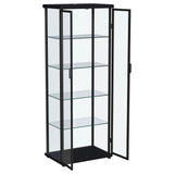 Aero Black 4-Shelf Curio Cabinet with LED Lighting