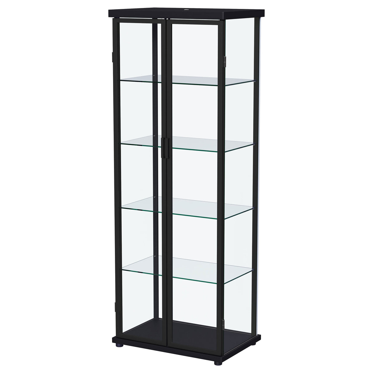 Aero Black 4-Shelf Curio Cabinet with LED Lighting