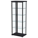 Aero Black 4-Shelf Curio Cabinet with LED Lighting