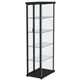 Aero Black 4-Shelf Curio Cabinet with LED Lighting
