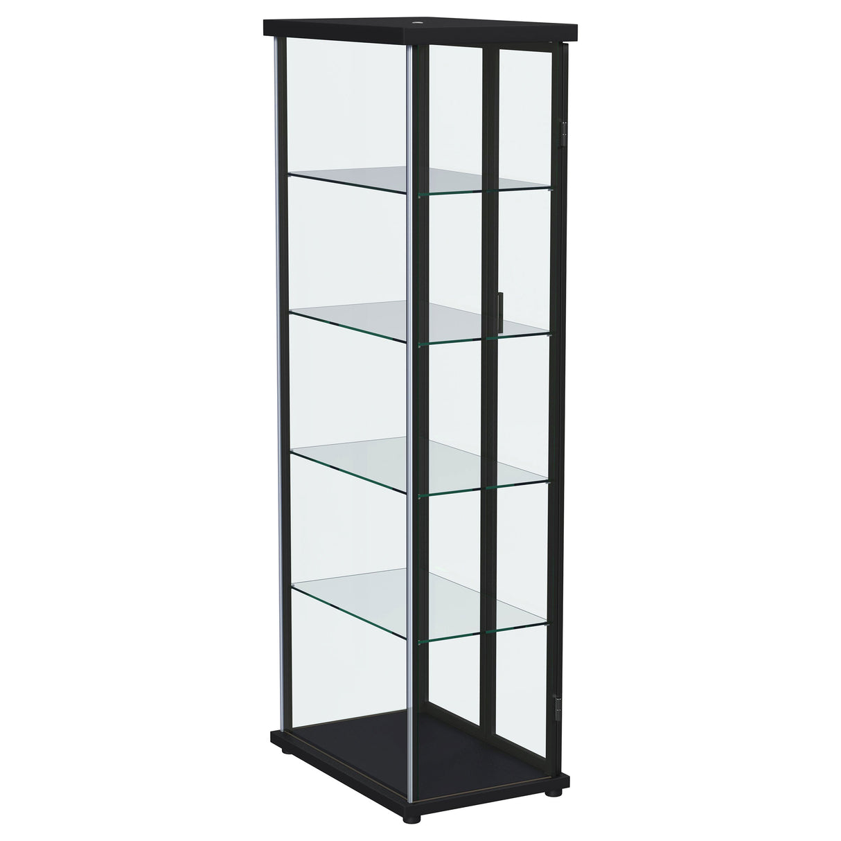 Aero Black 4-Shelf Curio Cabinet with LED Lighting