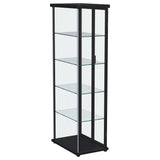 Aero Black 4-Shelf Curio Cabinet with LED Lighting